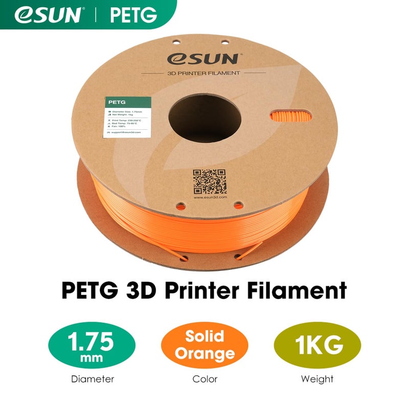 eSUN PETG Filament 1.75mm, 3D Printer Filament PETG, Dimensional Accuracy +/- 0.05mm, 1KG Spool (2.2 LBS) 3D Printing Filament for 3D Printers, Solid Orange - Image 2